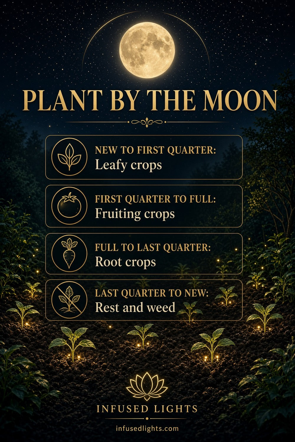 Plant by the Moon: A Simple Lunar Garden Guide chart from Infused Lights