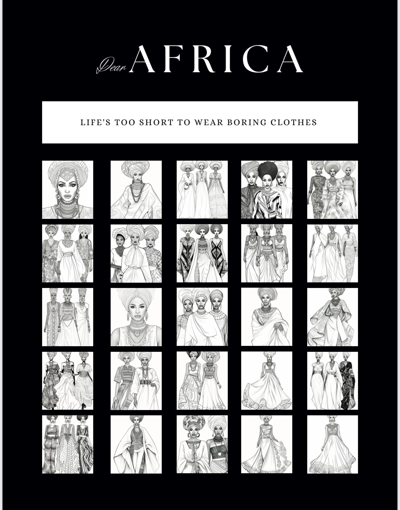 African Elegance Coloring Book