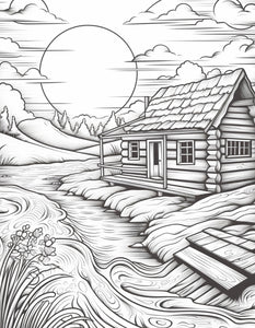 Cozy Cabin Coloring Book