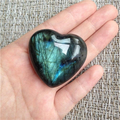 Natural Labradorite Crystal Heart Shaped Stone